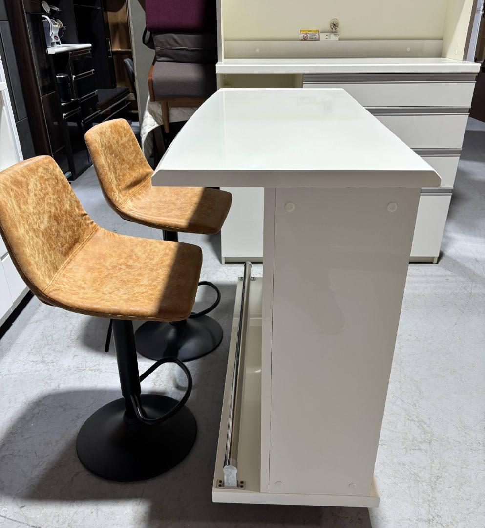 高級 国産 シギヤマバーカウンター＆バー椅子2脚セット、Used/キレイ