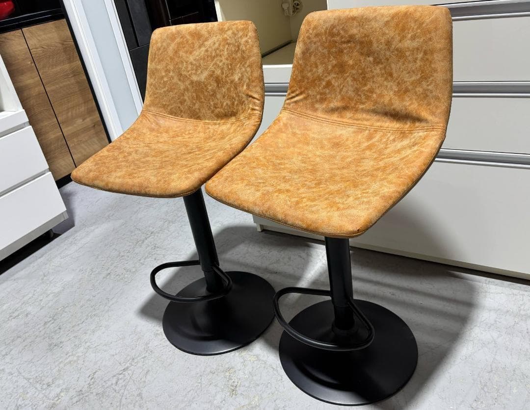 高級 国産 シギヤマバーカウンター＆バー椅子2脚セット、Used/キレイ