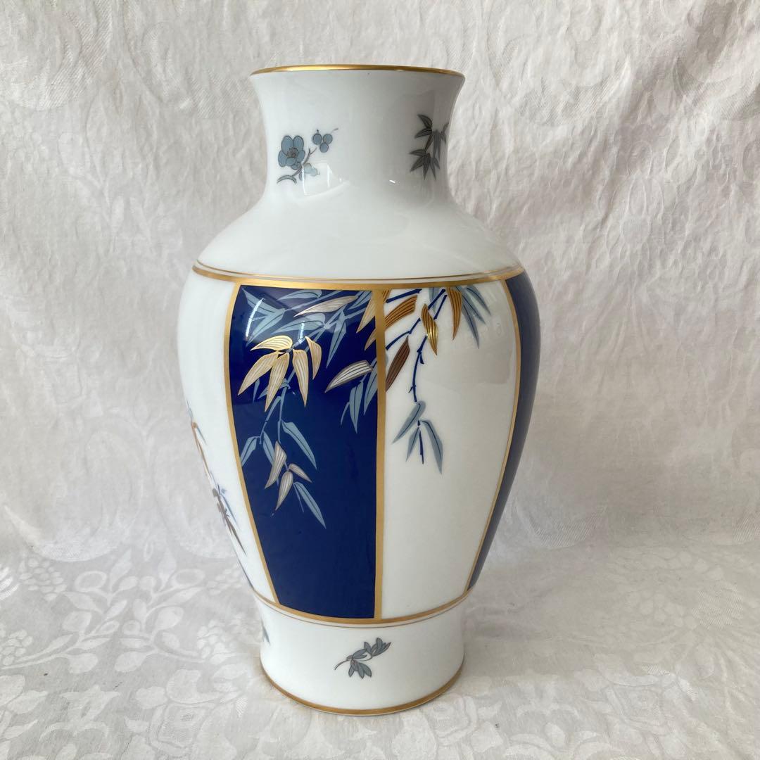 【大倉陶園】フランクリン ポーセリン 四君子之内 竹 花瓶