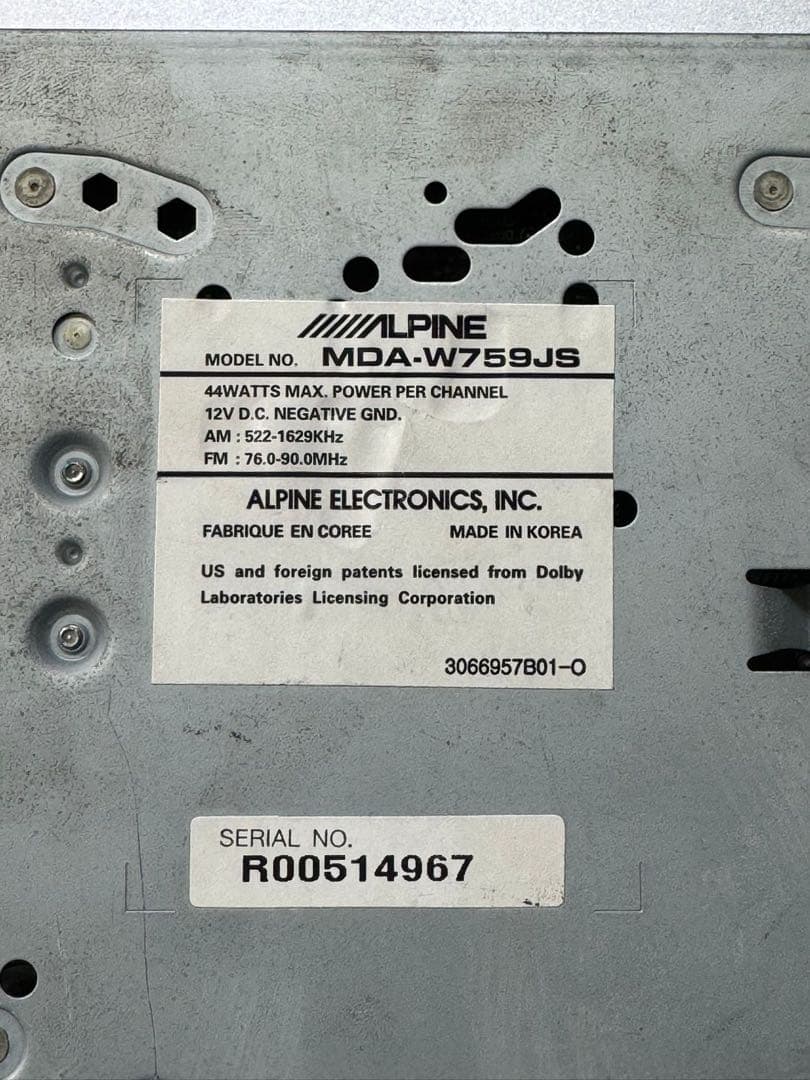 アルパイン MDA-W759JS 2DINサイズ CD・MDヘッドユニット