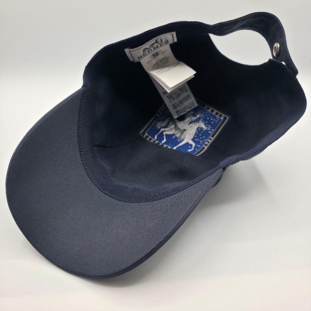 HERMES マイルス Hカット ベースボールキャップ ダークネイビー エルメス