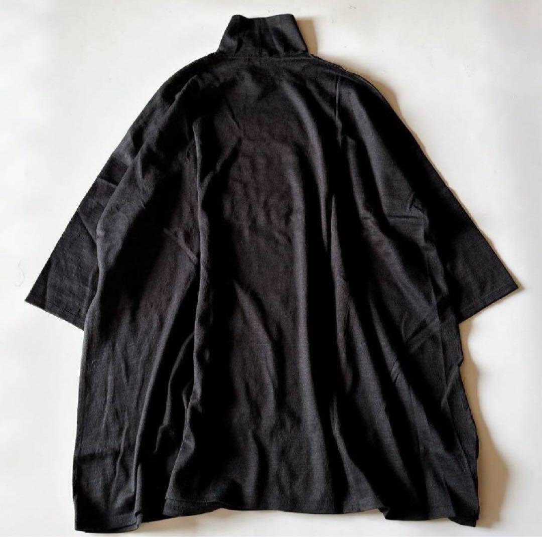 美品ヨーガンレール麻コットン ハイネック カットソー チュニックM ブラック