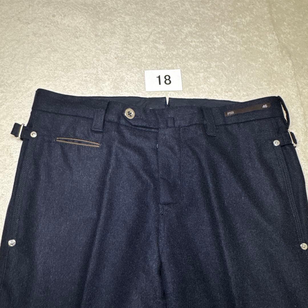 18 極美品　PT01 ピーティーゼロウーノ　スラックス　ネイビー　46 M