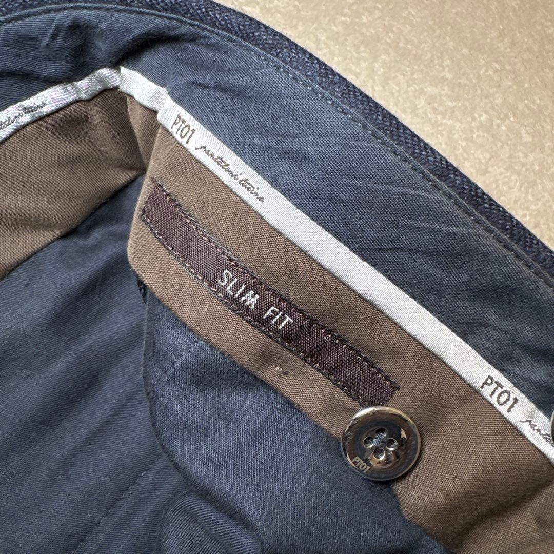 18 極美品　PT01 ピーティーゼロウーノ　スラックス　ネイビー　46 M