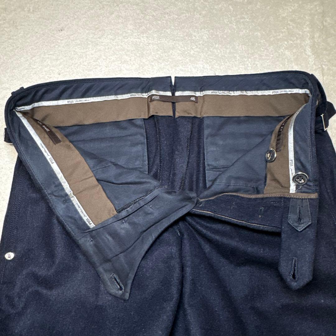 18 極美品　PT01 ピーティーゼロウーノ　スラックス　ネイビー　46 M