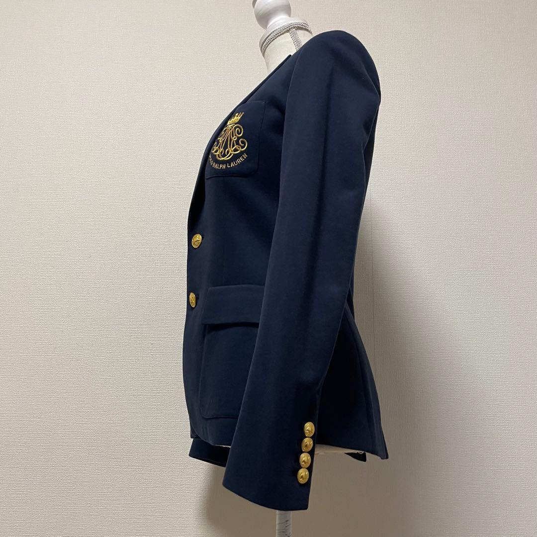 ポロラルフローレン　紺ブレ　金ボタン　刺繍　ネイビー　肩パッドあり　Mサイズ