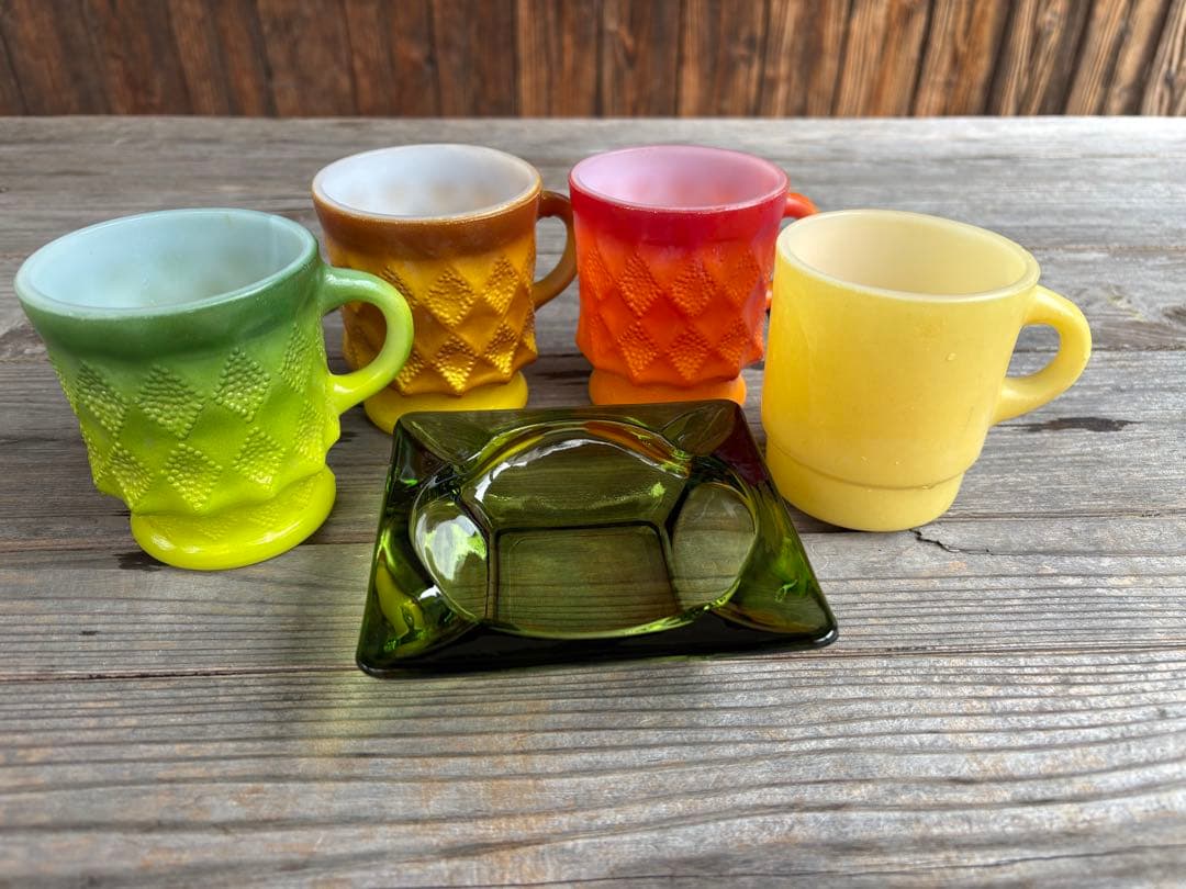 Fire-King ファイアーキングマグカップ4個　ファイアーキング灰皿セット