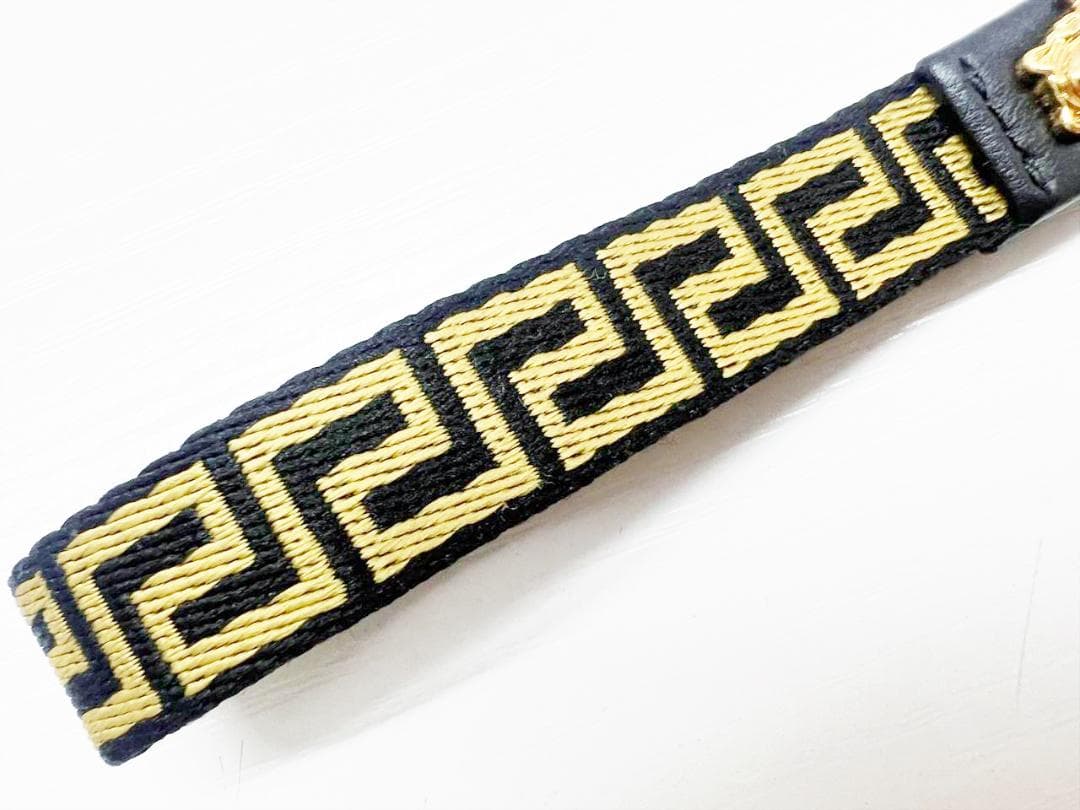 美品　ヴェルサーチ　メデューサ　グレカ　ナイロンキャンバス　キーリング