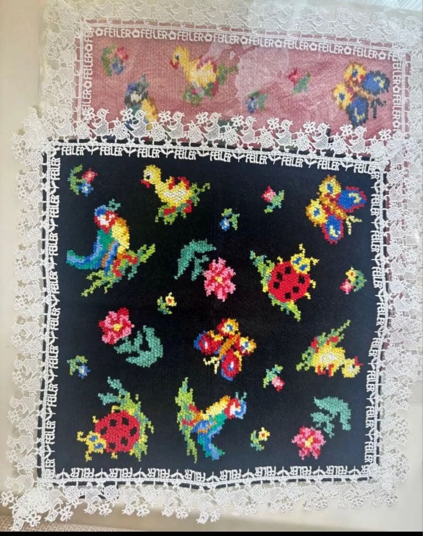 フェイラー　近沢レース　コラボ　ハイジ柄　完売品　ブラック・ピンク2枚セット