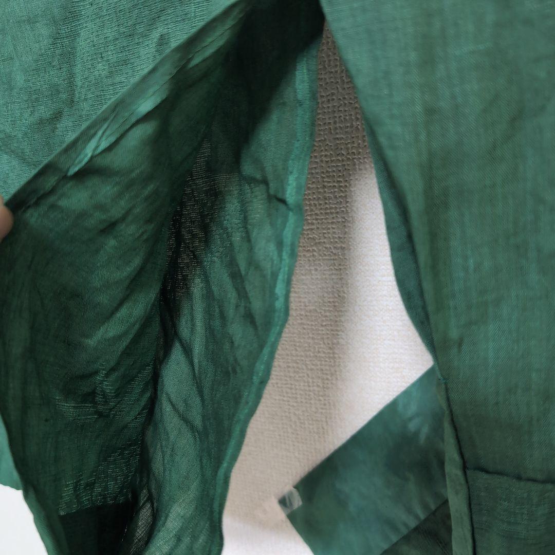 本麻　洗える長襦袢　カラー襦袢　フォレストグリーン　緑　リサイクル　ka1