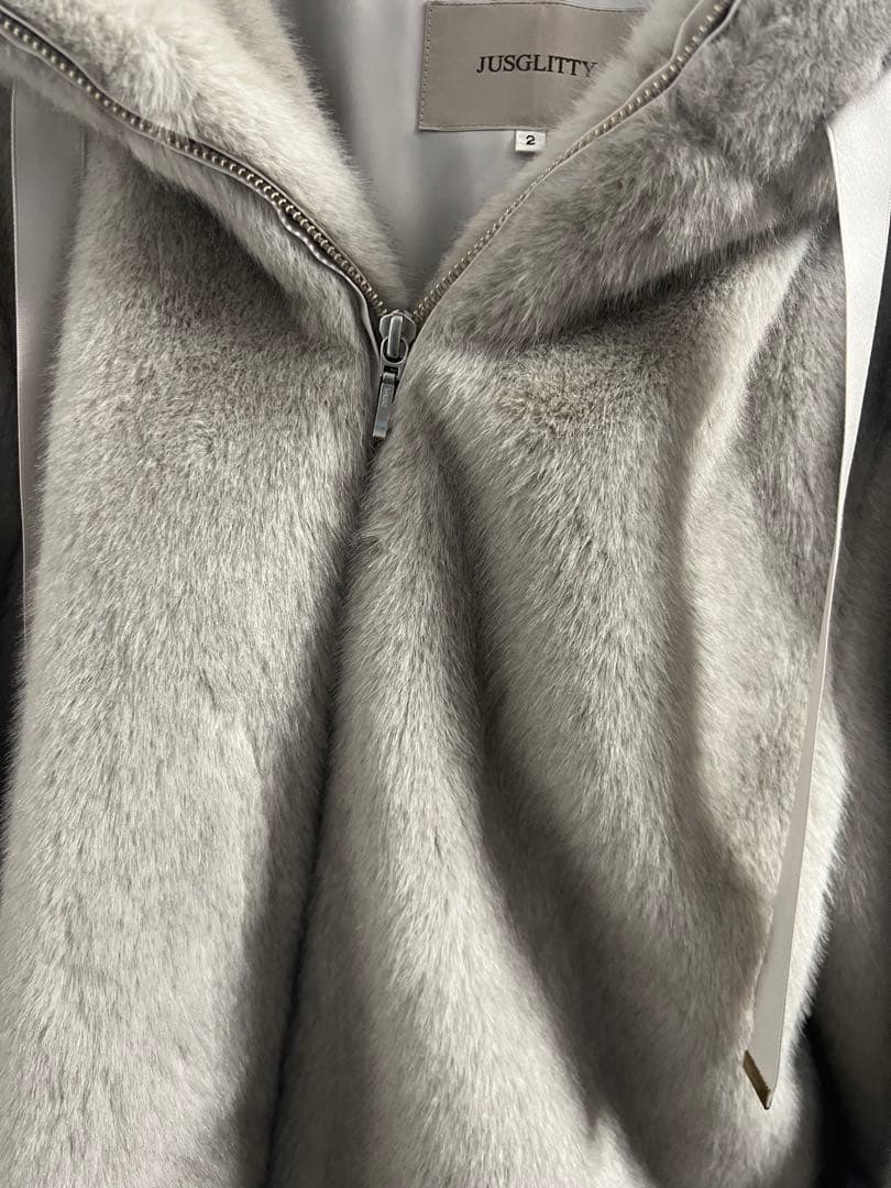 JUSGLITTY ダブルジップ ファーパーカー グレージュ M 美品