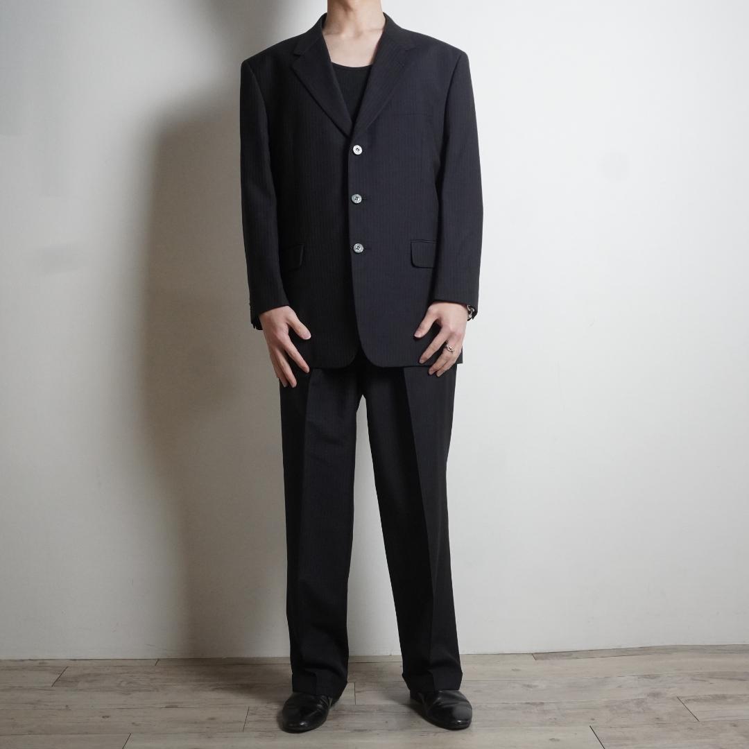 BALENCIAGA ストライプ柄シングルセットアップスーツ 黒/UW167