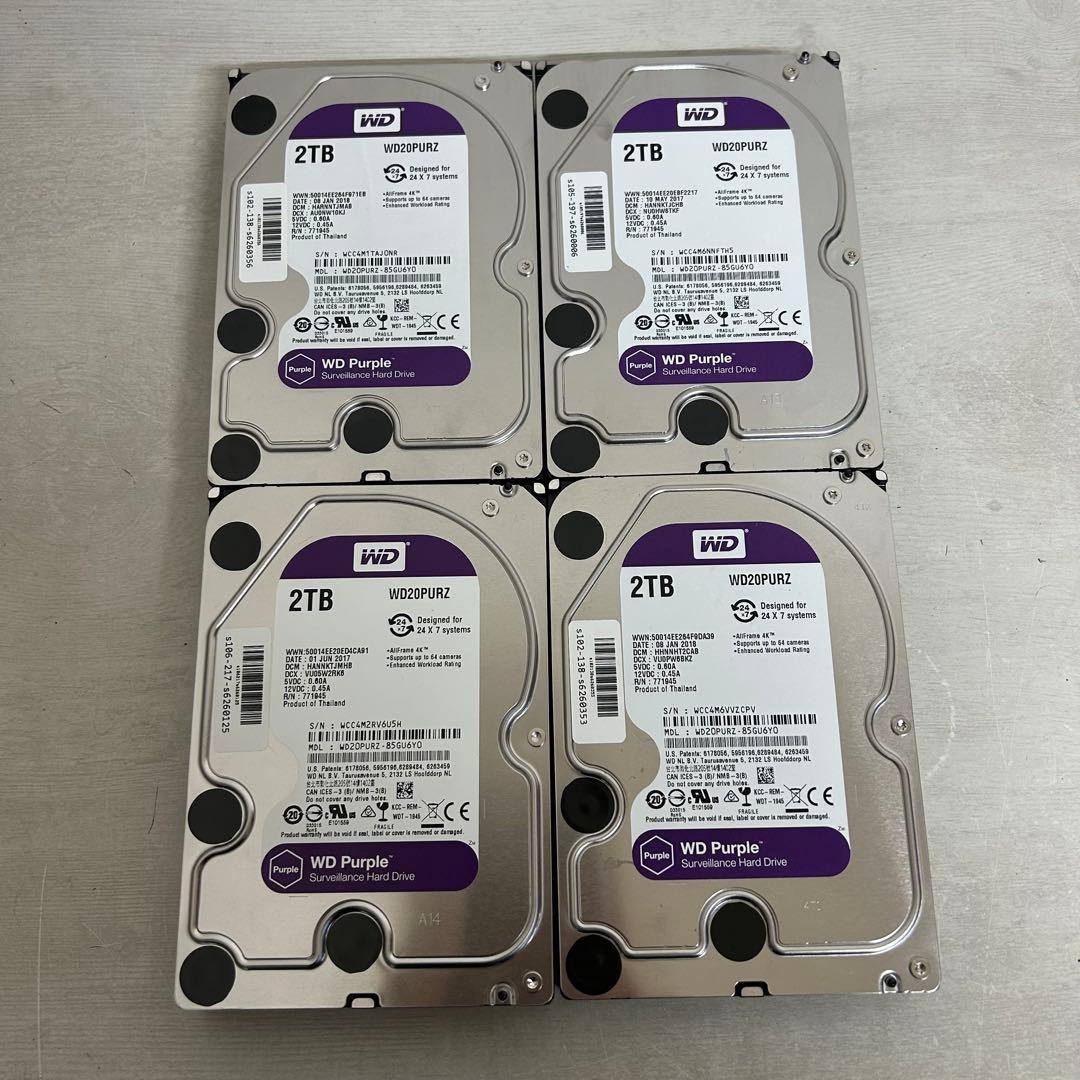 WD HDD 2TB WD20PURZ 4個セット