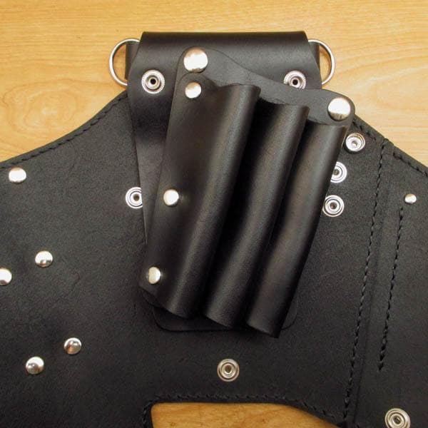 オールブラック　５丁差し　革ベルト付き　本革シザーケース　SCL-128/CKL