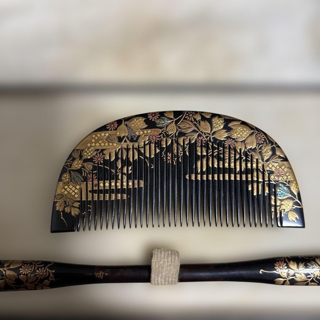 漆器 金箔装飾 櫛セット