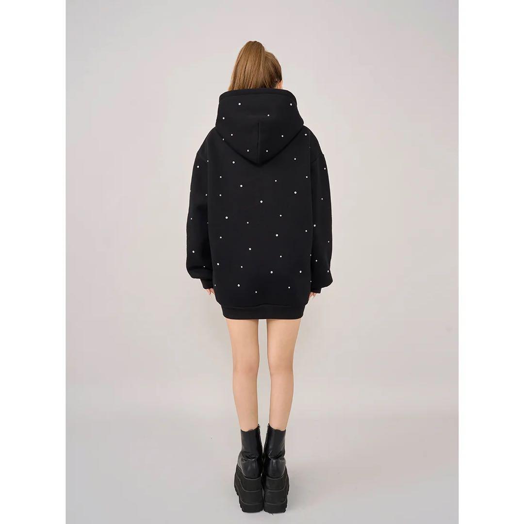 ダーリッチ 新品タグ付き ブラック フリー DDロゴビジュージップパーカー F