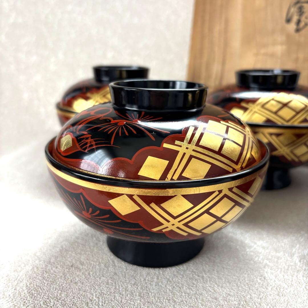 みちのくの御器 秀衡塗 翁知屋 お椀 5客セット 漆器 未使用品