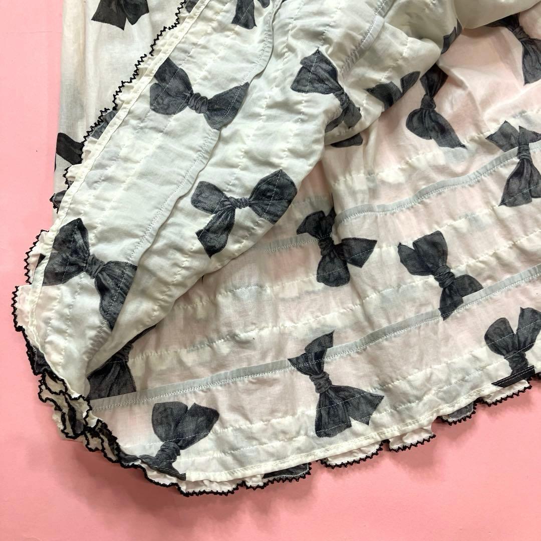 ピンクハウス アイボリー リボン柄 ピコフリル使い 豪華ワンピース/2023年