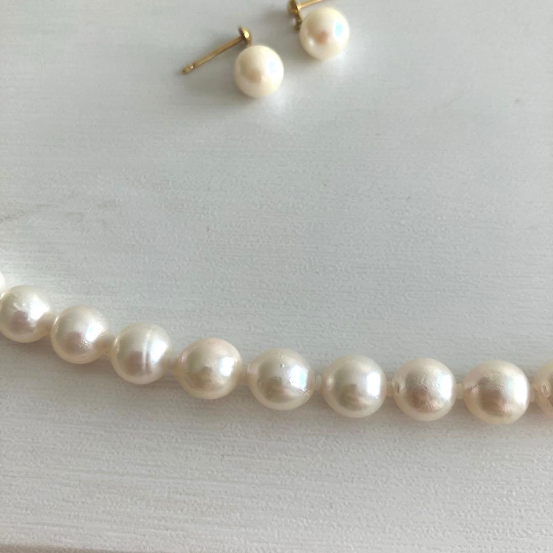 本真珠ネックレス&アコヤ真珠ピアスK18