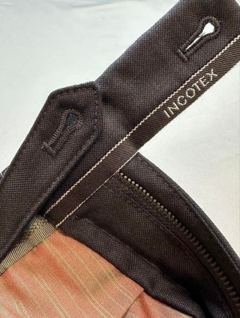 【美品クリーニング済】【発送日注意】INCOTEXブラウンウールスラックス48