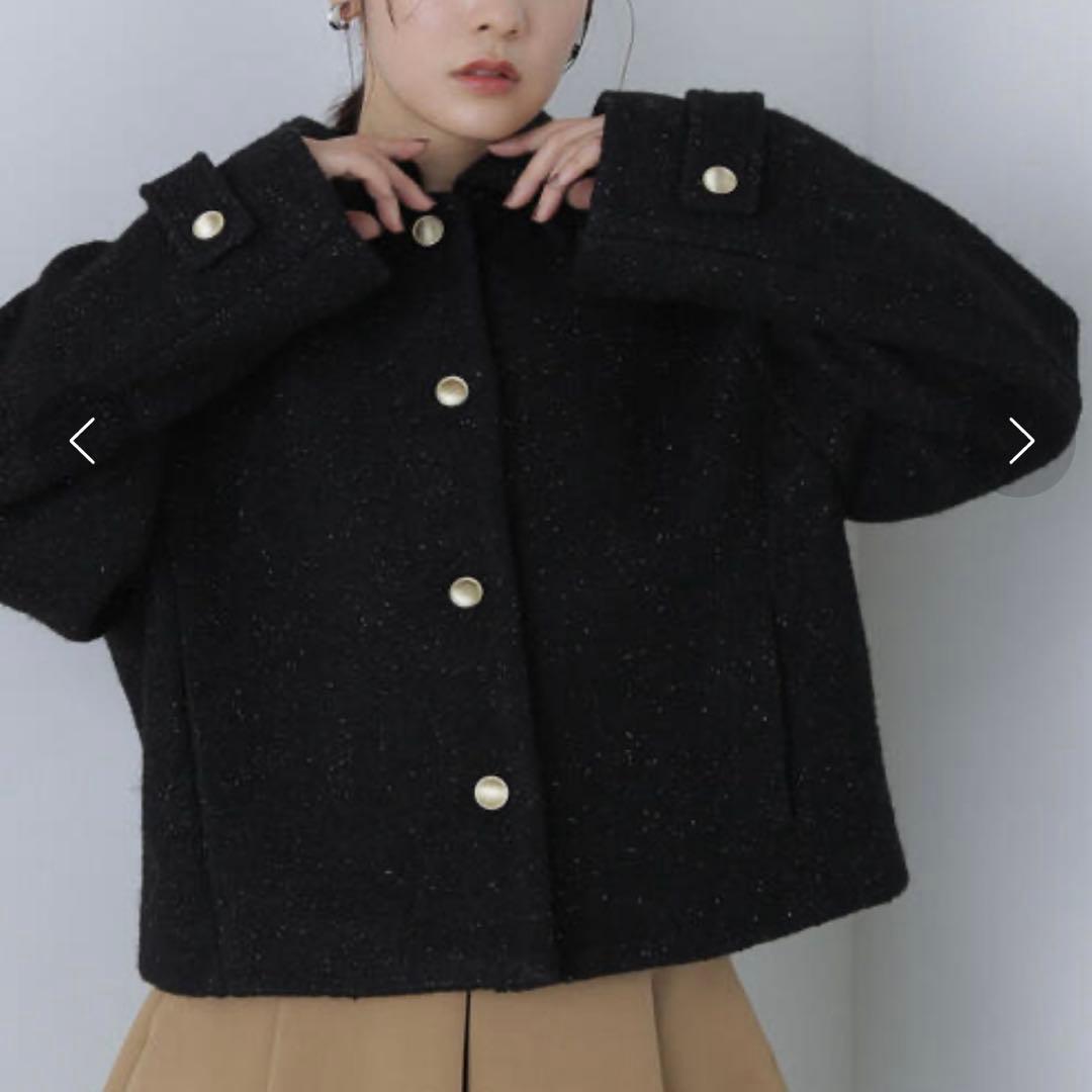 Natural Beauty Basic 圧縮ツイードジャケット ブラック　ラメ