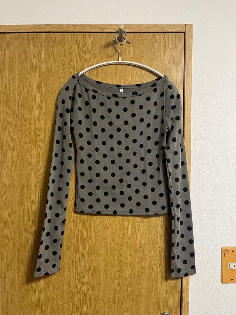 トップス draw drawers Boat neck long tee dot