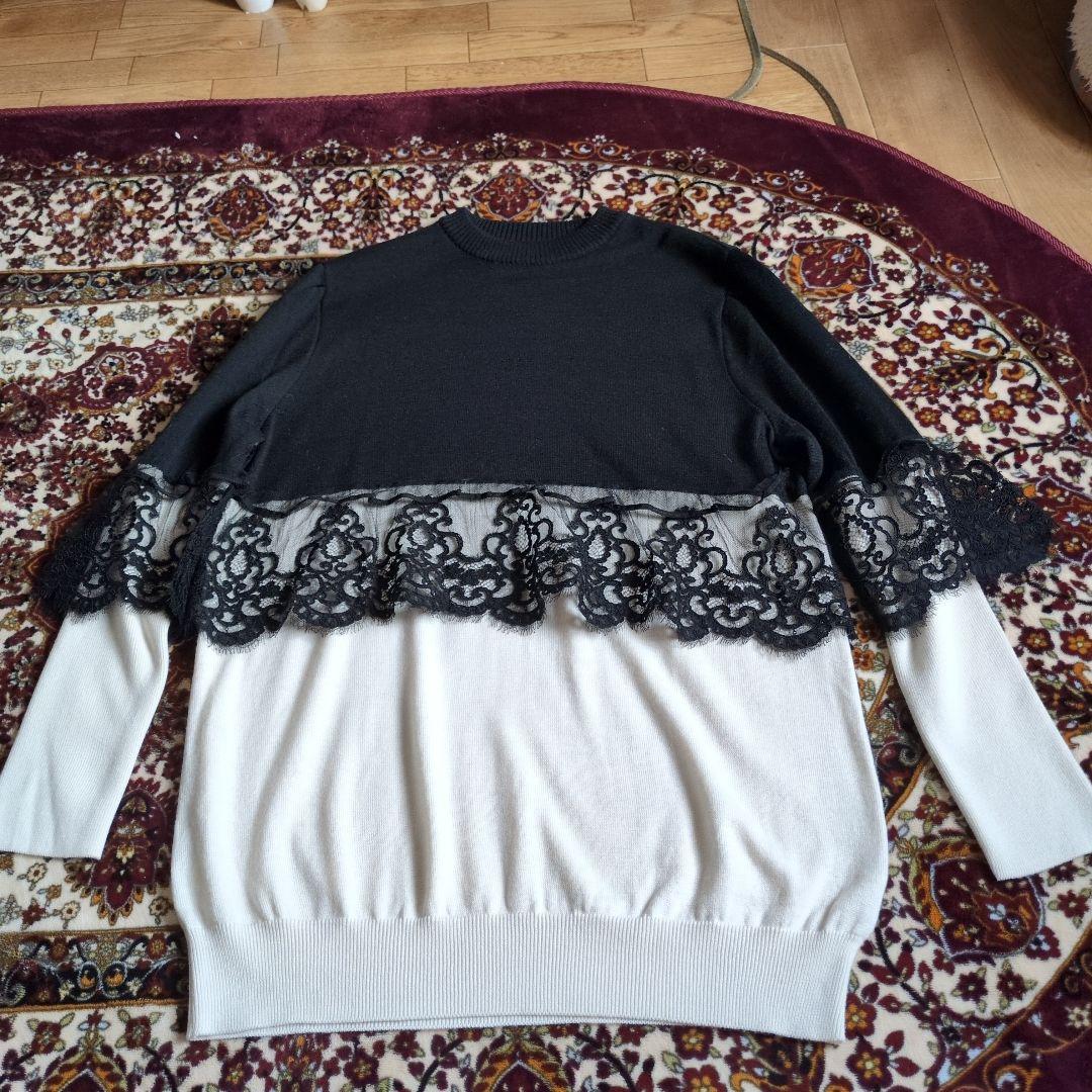 最終お値下げ　未使用　4298シズカコムロレース付きチュニック長袖2024秋冬