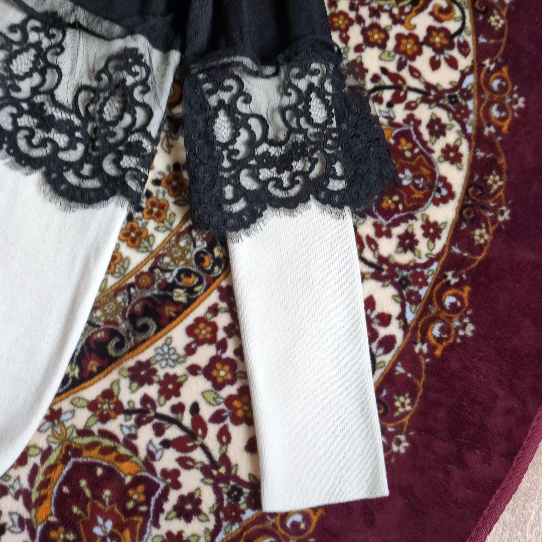 最終お値下げ　未使用　4298シズカコムロレース付きチュニック長袖2024秋冬