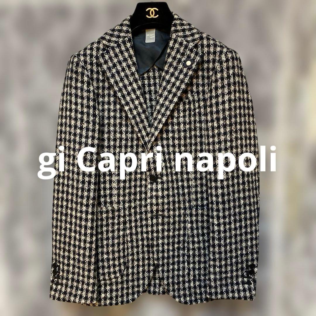 希少gi Capri napoliジカプリ　チェックツイードテーラードジャケット