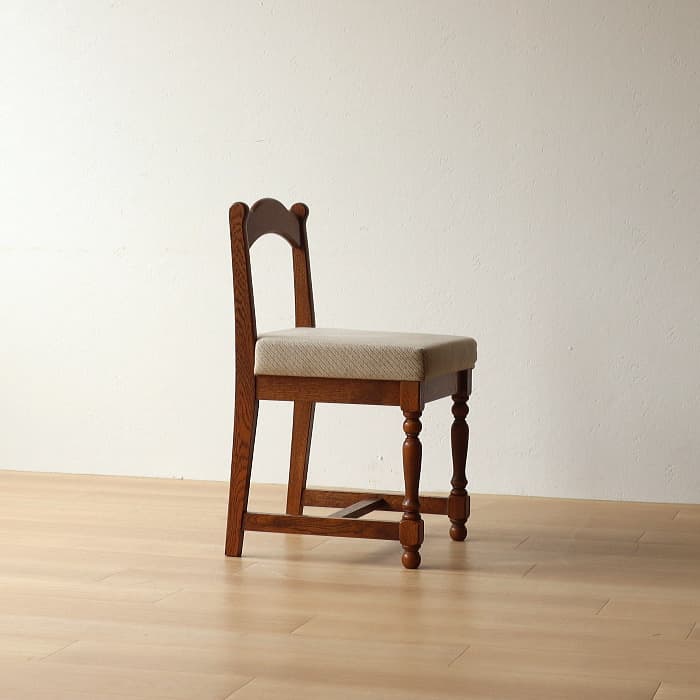 アンティーク 小ぶりなイス 布張り ナラ 木製 古家具 無垢材