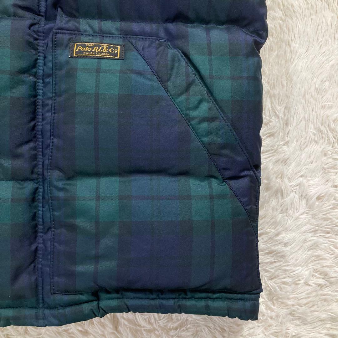 極美品 ポロバイラルフローレン ダウンベスト チェック ブラックウォッチ S