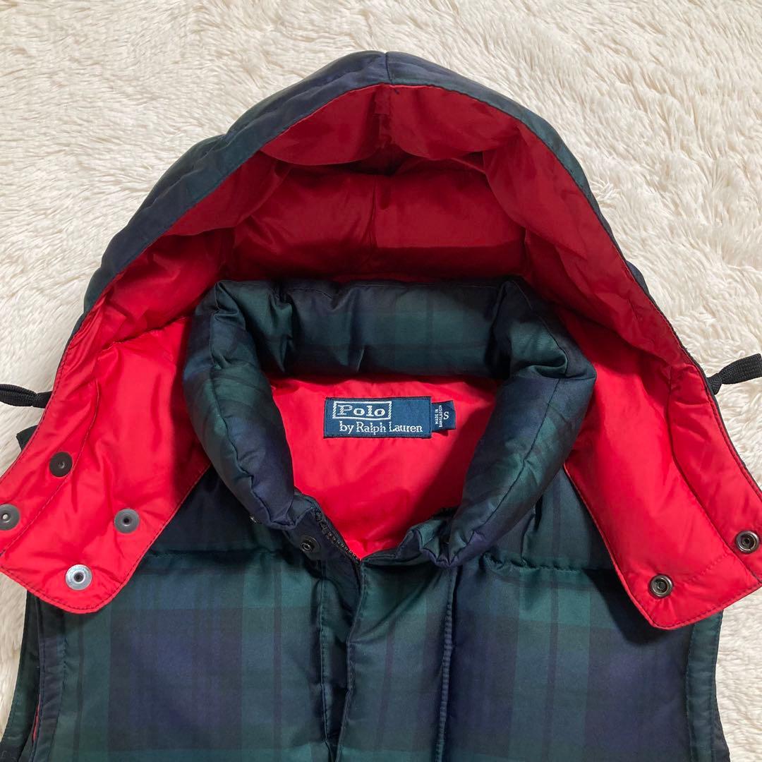 極美品 ポロバイラルフローレン ダウンベスト チェック ブラックウォッチ S