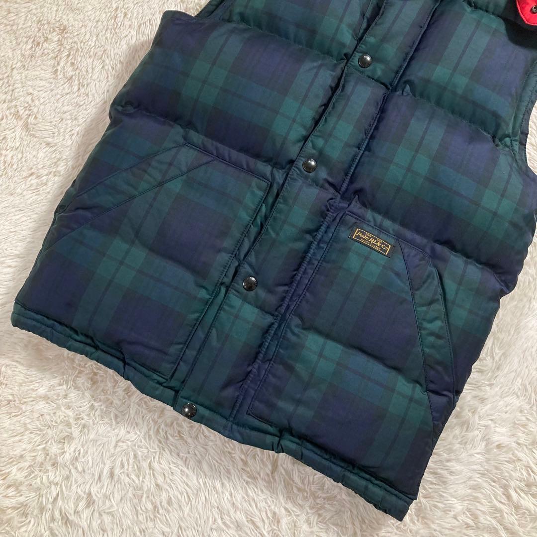 極美品 ポロバイラルフローレン ダウンベスト チェック ブラックウォッチ S