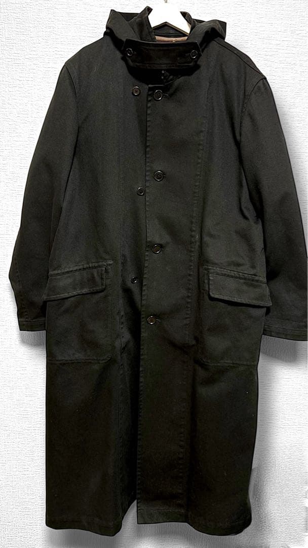 ヨウジヤマモト/ミリタリーライナー/フラップ/フーデッドロング/モッズコート/黒