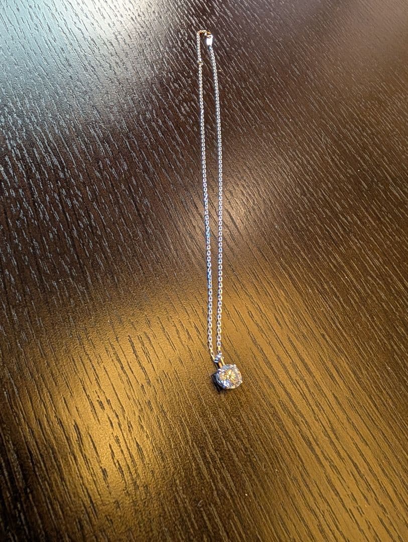 プラチナネックレスチェーン　シルバージルコニアネックレスチャーム