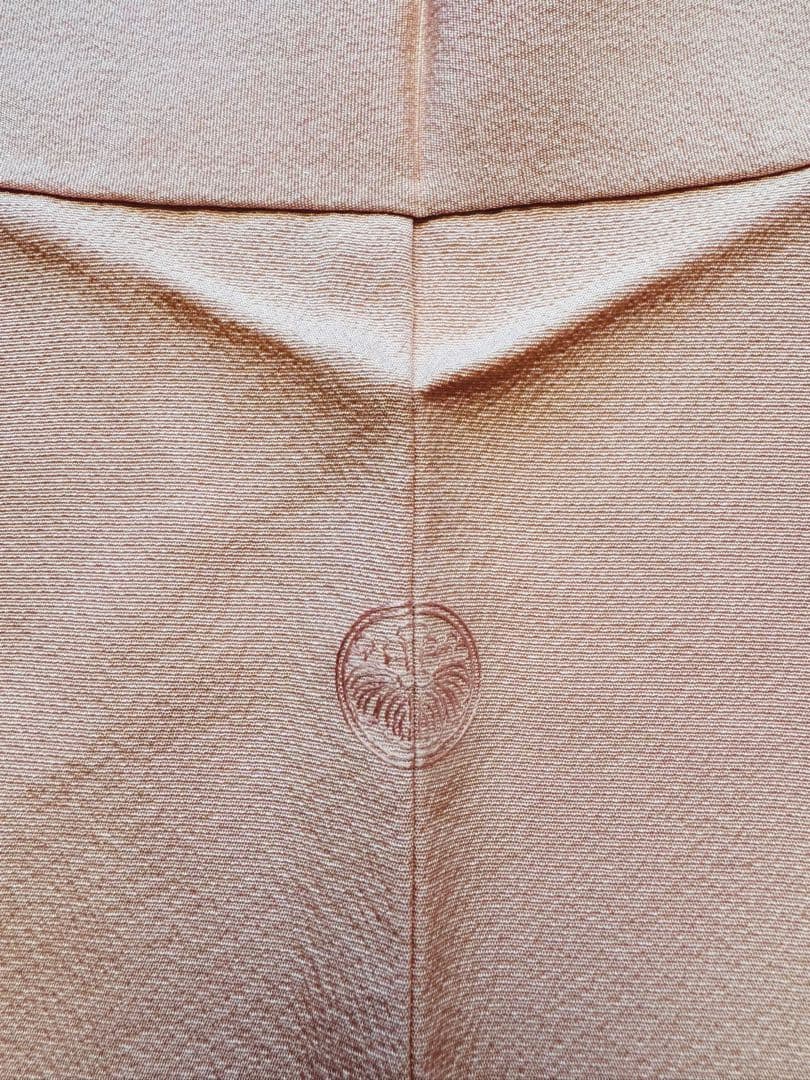 正絹　色無地　袷　刺繍　飛び柄　ベージュピンク