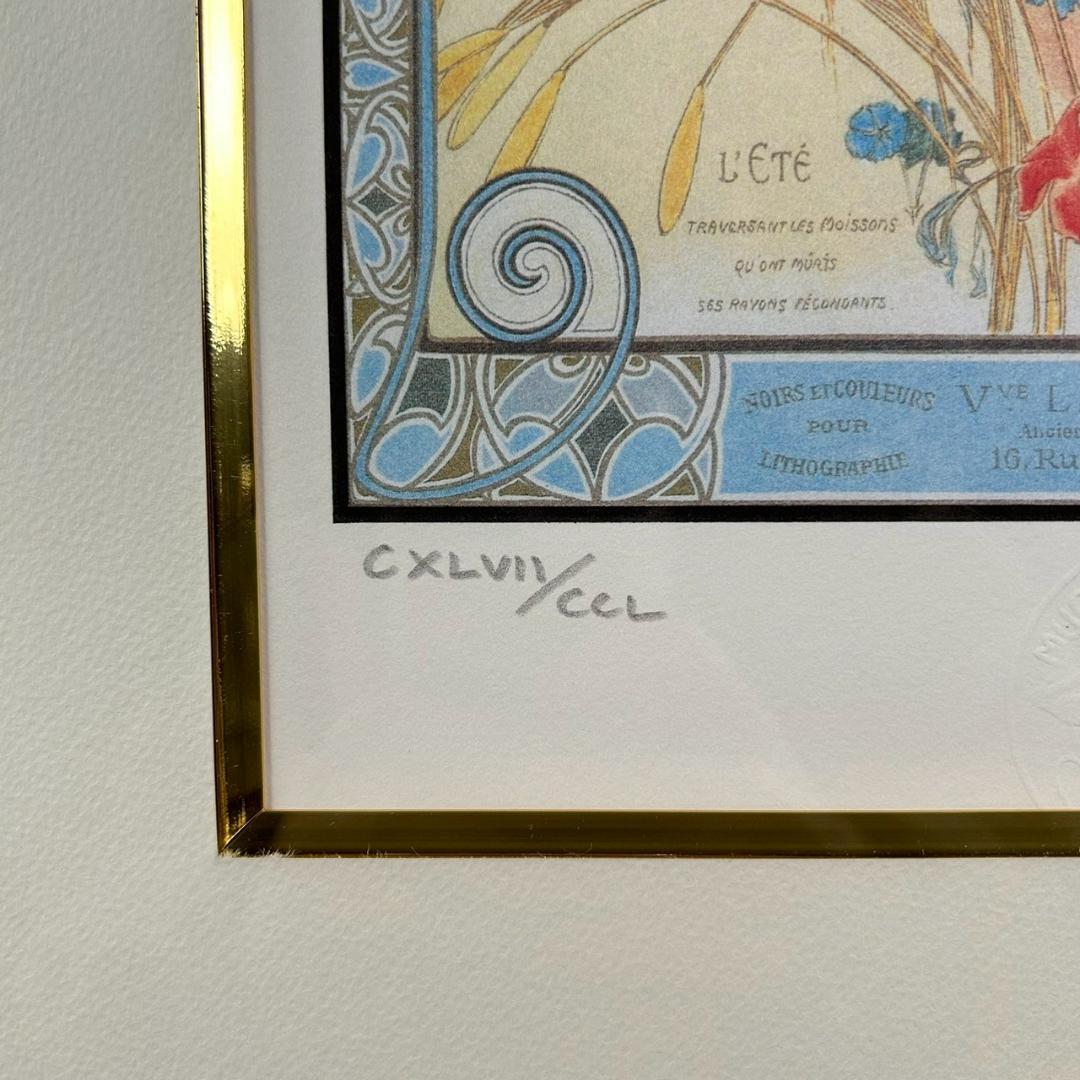 美品 アルフォンス・ミュシャ「四季・夏」リトグラフ 摺師サイン入り 豪華額装