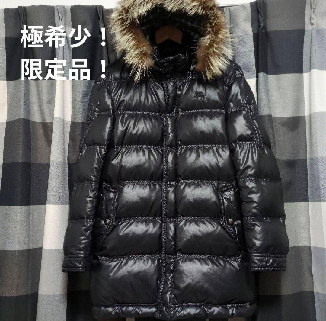 すこバーバリーブラックレーベル　シャイニーブラック！ロングダウンジャケット