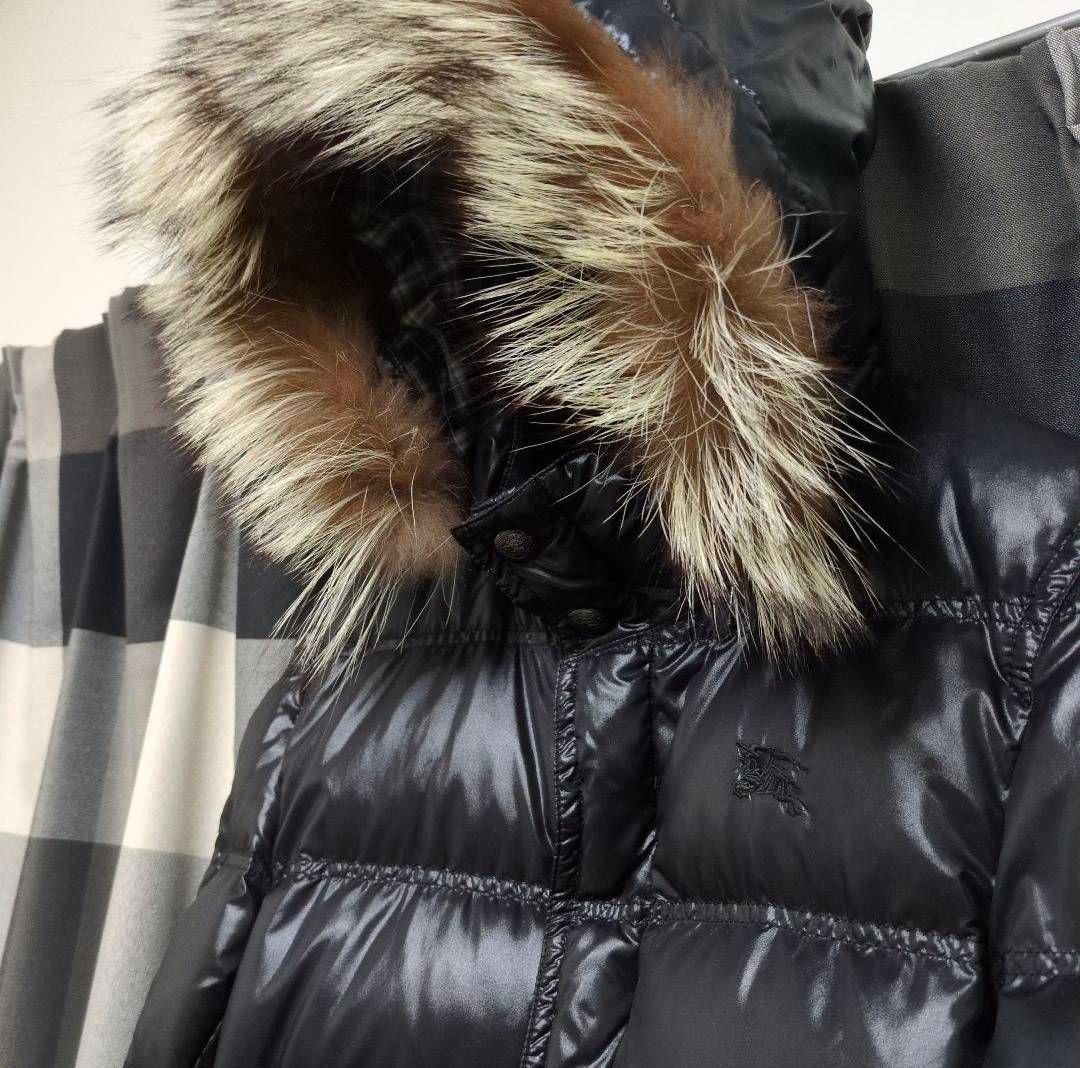 すこバーバリーブラックレーベル　シャイニーブラック！ロングダウンジャケット