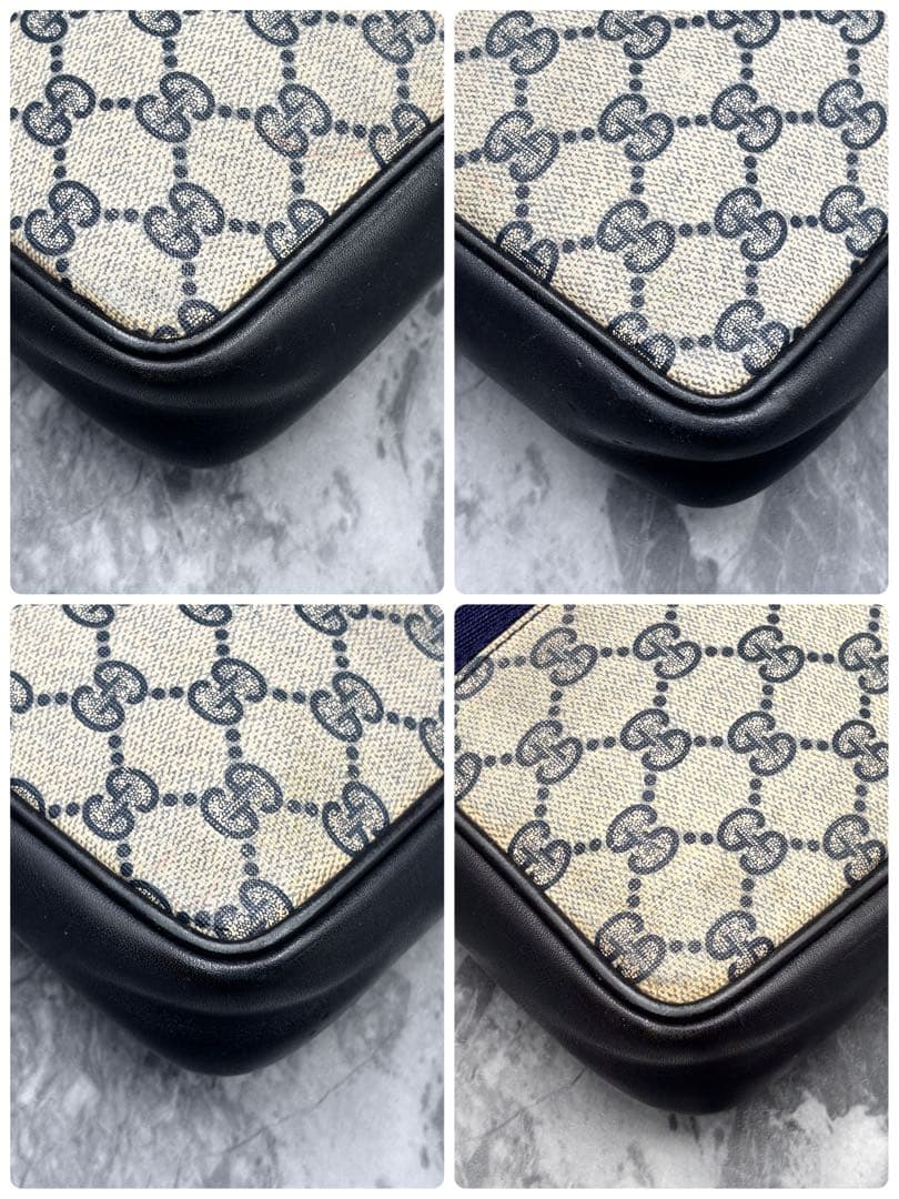 ✨美品✨GUCCI シェリーライン GG クラッチバッグ ネイビー レザー