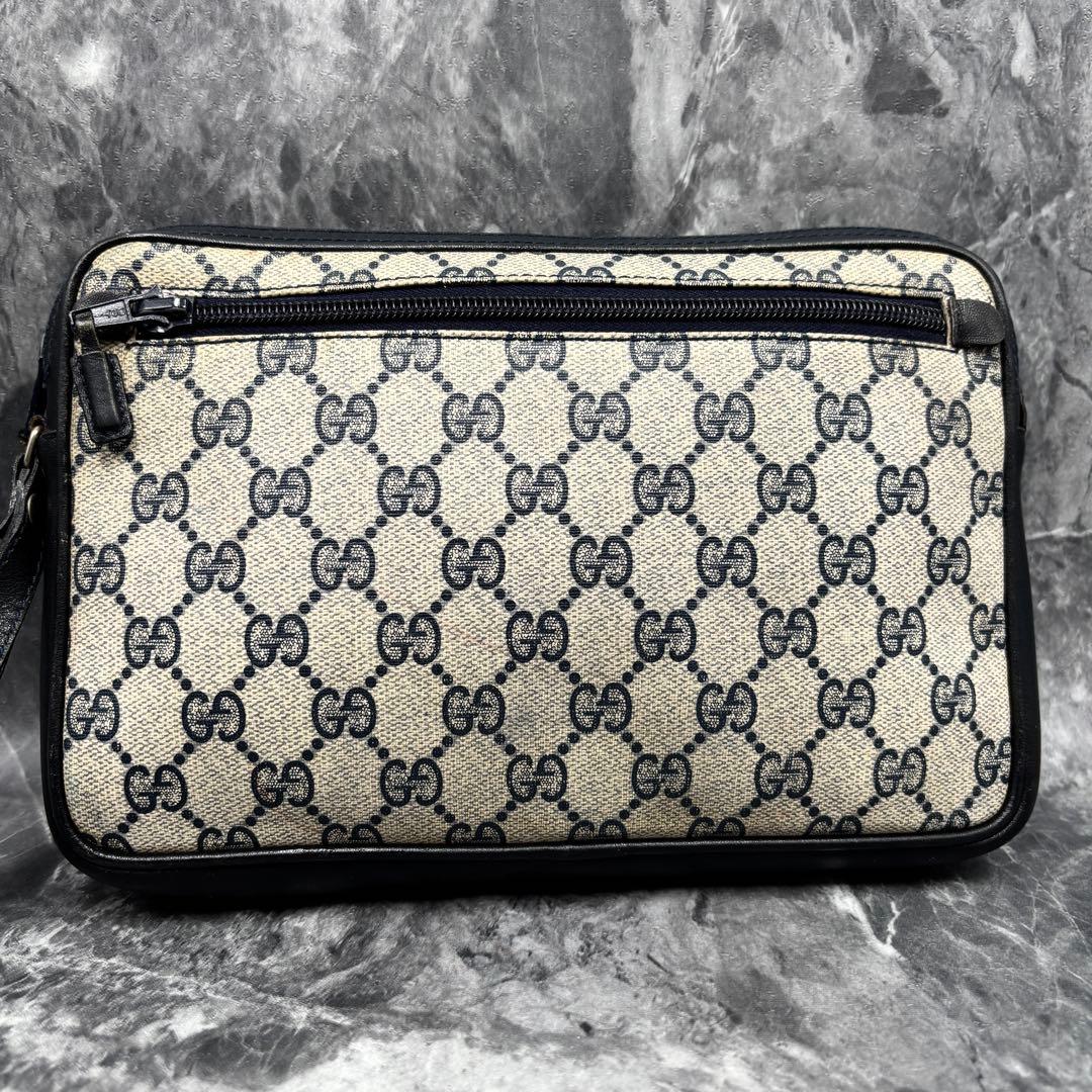 ✨美品✨GUCCI シェリーライン GG クラッチバッグ ネイビー レザー