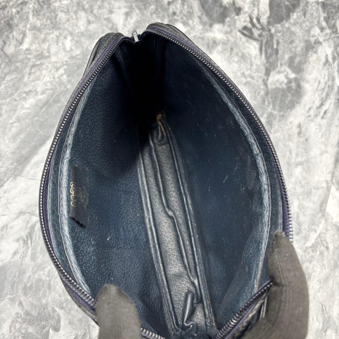 ✨美品✨GUCCI シェリーライン GG クラッチバッグ ネイビー レザー