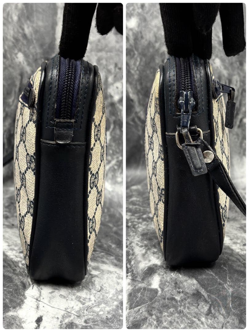 ✨美品✨GUCCI シェリーライン GG クラッチバッグ ネイビー レザー