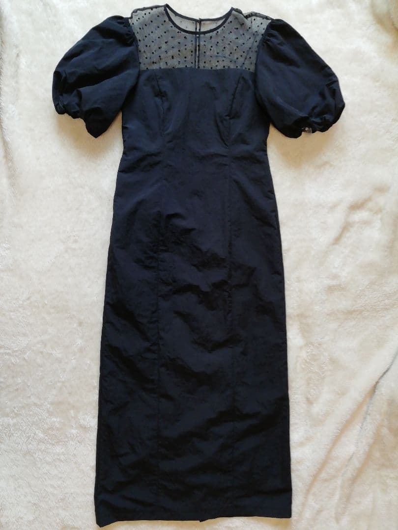 ANDRESD deccolete dot dress 結婚式 ワンピース