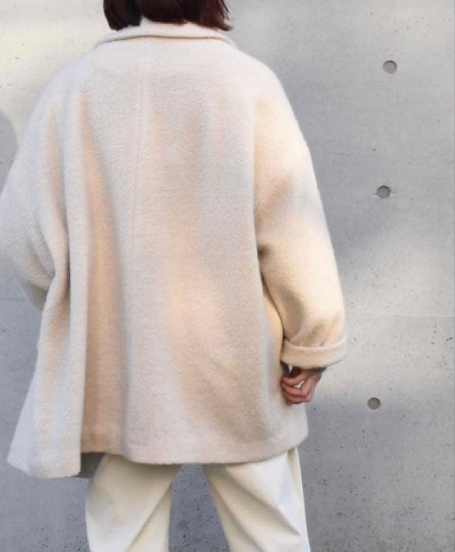 メゾンドソイル　リサイクルボアウール ダブルオーバーコート　アイボリー