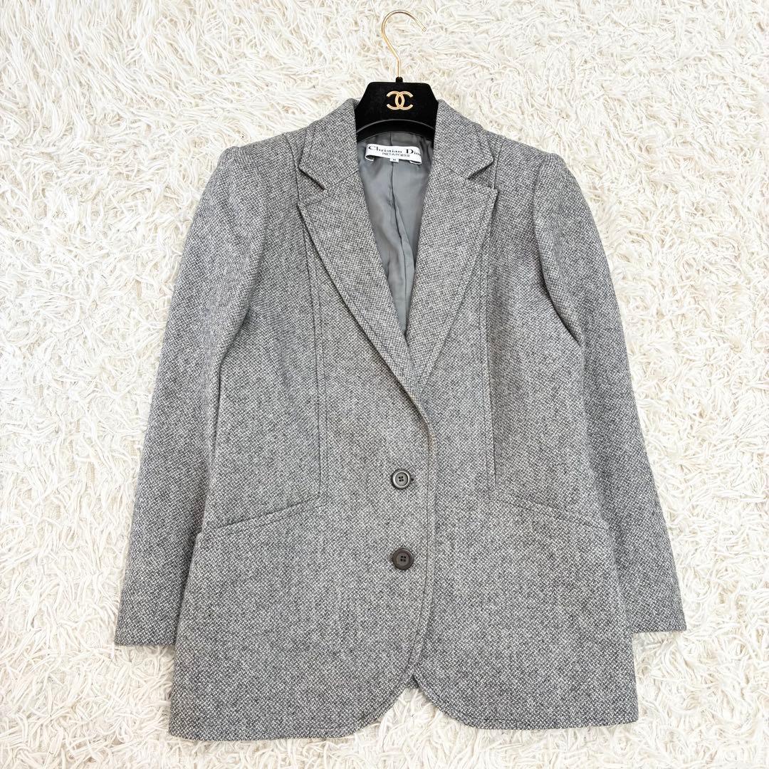 Christian Dior グレー ウール混 テーラードジャケット M