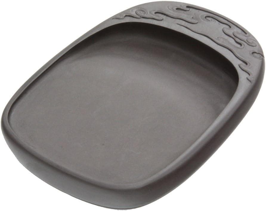 端渓硯 彫花楕円瑞雲硯 6吋