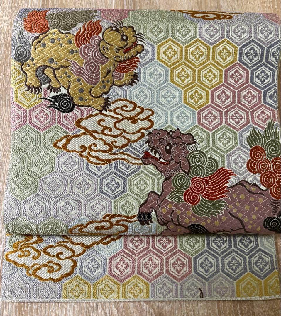 ☆★ 唐織 袋帯 利休唐文 唐獅子紋様 ★☆