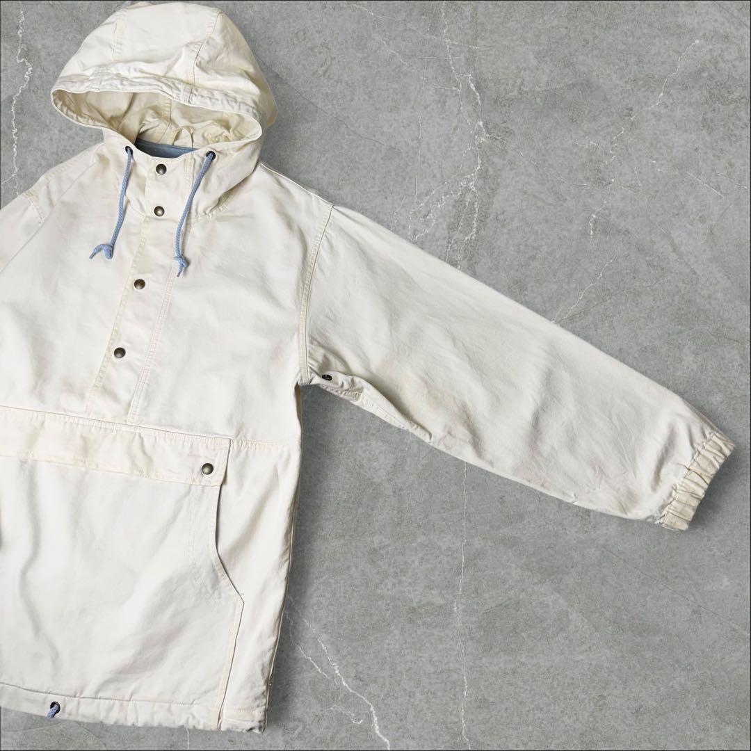 80s Eddie Bauer 黒タグ コットンアノラックパーカー 生成り 白
