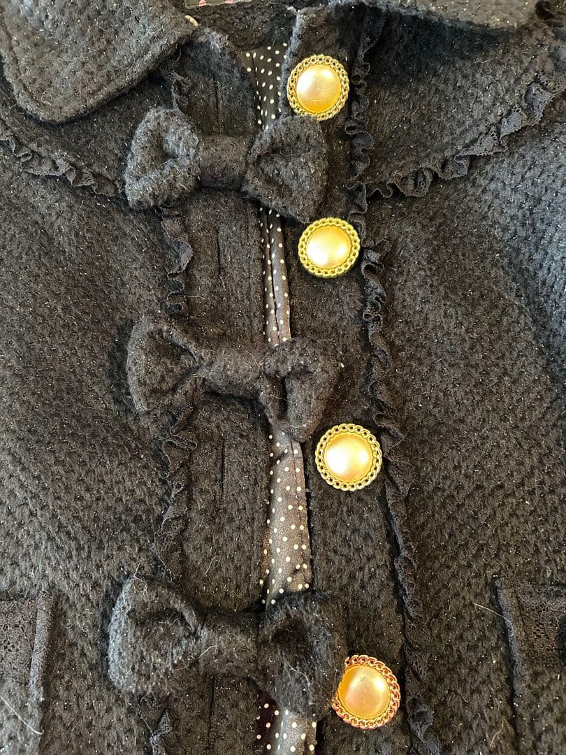 ★TRALALAリボン付きボタン ブラックジャケット★150-160